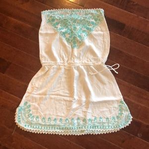 Strapless swim cover up